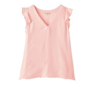 Rebecca Taylor 100% hammered silk ruffle v-neck top size 0